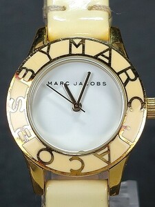 箱付き MARC BT MARC JACOBS マークジェイコブス MBM1098 アナログ 腕時計 3針 ホワイト文字盤 クリーム色 レザーベルト 新品電池交換済み