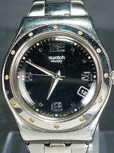SWATCH スウォッチ IRONY アイロニー AG2007 アナログ 腕時計 ブラック文字盤 デイトカレンダー スモールサイズ メタルベルト 電池交換済み
