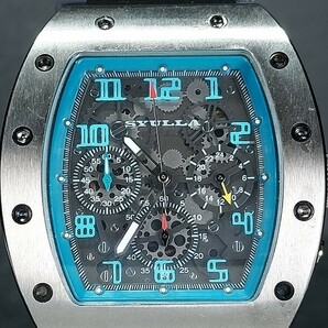 新品 SYULLA シュラ S3104-BL アナログ クォーツ 腕時計 シアンブルー クロノグラフ ラバーベルト ステンレス 新品電池交換済み 動作確認済の画像1