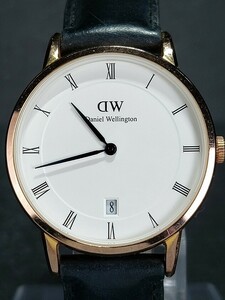 DW DanielWellington ダニエルウェリントン B34R1 アナログ クォーツ 腕時計 ホワイト文字盤 デイトカレンダー レザーベルト 電池交換済み