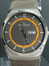 SKAGEN DENMARK スカーゲン SKW6007 メンズ アナログ 腕時計 グレー文字盤 デイデイトカレンダー メタルベルト チタン 新品電池交換済み_画像1