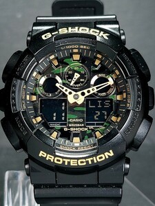 超美品 CASIO カシオ G-SHOCK ジーショック GA-100CF-1A9 メンズ デジアナ 腕時計 迷彩柄 ブラック ラバーベルト ステンレス 動作確認済み