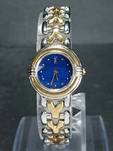 YSL YVES SAINT LAURENT イヴサンローラン 5430-F43089 アナログ 腕時計 2針 ブルー文字盤 シルバー&ゴールド スモールサイズ メタルベルト_画像2