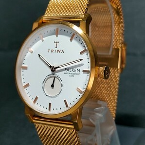 美品 TRIWA トリワ FALKEN ファルケン SVST105-MS121313 アナログ クォーツ 腕時計 ホワイト文字盤 ゴールド ステンレス 新品電池交換済みの画像3
