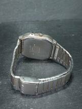 CASIO カシオ QUARTZ クォーツ AQW-61 メンズ デジアナ 腕時計 ブラック文字盤 スクエア型 メタルベルト ステンレス 新品電池交換済み_画像7