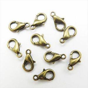 金古美 カニカン 10mm×6mm 10個セット ナスカン アンティークゴールド フック 留め具 接続パーツ アクセサリー パーツ 手芸 kspts