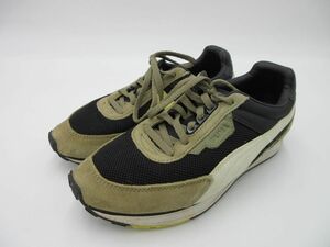 PUMA Puma low cut sneakers size23.5/ black x green ##