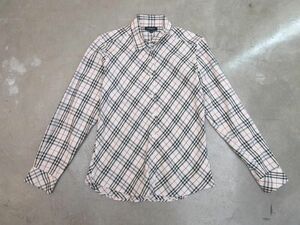 ゆうパケットOK BURBERRY バーバリー チェック 長袖 シャツ sizeM/アイボリー ■◇