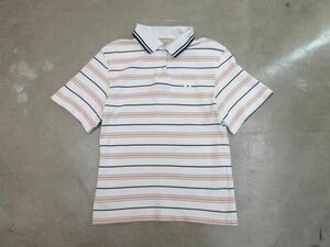 美品 MAISON KITSUNE メゾンキツネ ボーダー 半袖 ポロシャツ sizeM/白 ■◆