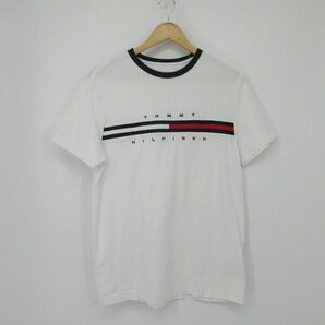 ネコポスOK TOMMY HILFIGER トミーヒルフィガー 半袖 Uネック Tシャツ sizeM/白 ■◆ ☆ ebb5 メンズの画像1