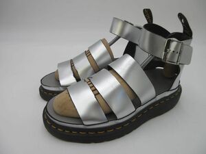 Dr.Martens ドクターマーチン CLARISSA II クラリッサ メタリック レザー ストラップサンダル size24.0/シルバー ■■◎