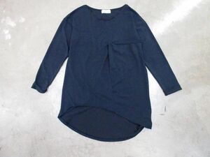 ゆうパケットOK ZARA WOMAN ザラ ウーマン 無地 長袖 テールカット カットソー 紺 ■◇