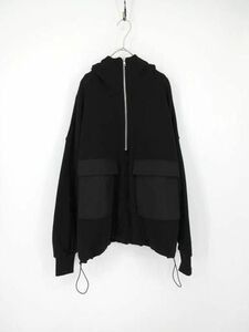 美品 JEANASIS ジーナシス ポケットアノラックBIGフーディ 綿 ジップアップ パーカー sizeF/黒 ◇■ ☆ ebb6 レディース