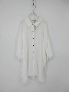 yu. packet OK beautiful goods JEANASIS Jeanasis Bick Silhouette flannel shirt sizeF/ white #* * ebb6 lady's 