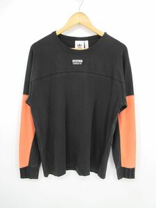 ゆうパケットOK adidas アディダス 長袖 Tシャツ sizeF/黒 ■■ ☆ eca4 メンズ