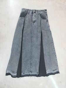 新品 Le Ciel ルシェル カットオフ デニムスカート sizeM/黒 ■■