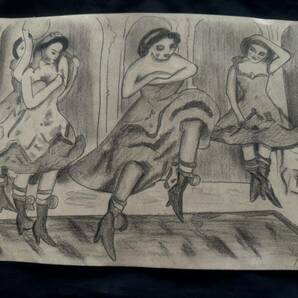 貴重肉筆！パブロ ピカソ Picasso 「見知らぬ3人の」 黒 ペン画 水彩 額装 オルセー画廊作品票 ピカソ公式印有りの画像10