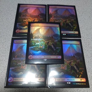 MTG SLD 山 英語foil 五枚セット Secret lair Raining Cats and Dogs シークレットレイヤー ボーダーレス b 即決