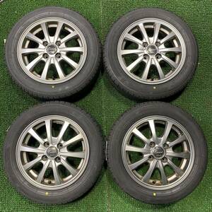 AE612-404 新品 23年製 ブリヂストン NEWNO 155/65R14 75H 社外ホイール【4本】14x4.5J +45 PCD100 4穴 ラパン ウェイク ココア N-BOX 等