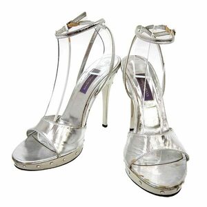 [ last liquidation ] Emilio Pucci EMILIO PUCCI leather heel strap sandals silver size37 [M03004]