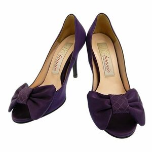 【最終処分】 シューコンマボニーsuecomma bonnie レザー リボン ヒール サンダル パープル size37 [M03040]