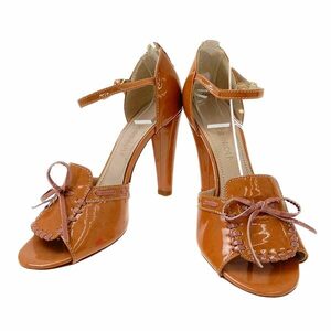 [ последний ликвидация ] Victor & Rolf VIKTOR&ROLF эмаль лента каблук ремешок сандалии Brown size36 [M03067]