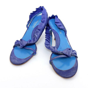 [ last liquidation ] Emilio Pucci leather low heel sandals blue size36.5 [M02731]