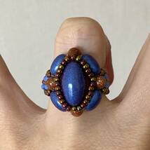 13ー15号　ビーズ リング 指輪　綺麗なブルーのルミナパールのリング_画像8