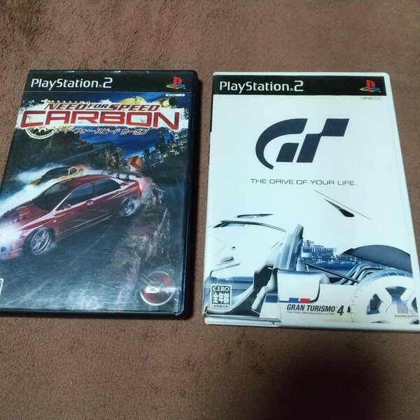 PS2ソフト JUNK カーレース系２本セット GRAN TURISMO 4 Need for Speed カーボン