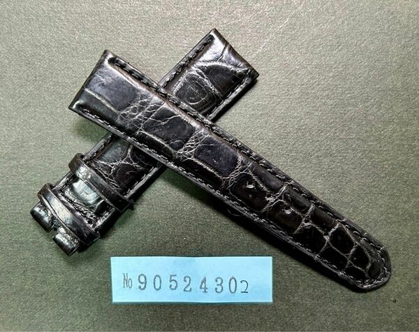 シャムワニ使用本革クロコダイル腕時計ベルト20mm ブラック黒 本物【商品番号90524302】