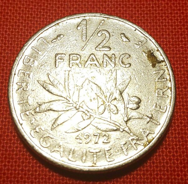 フランス　アンティーク硬貨　1/2フラン