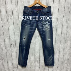 PRIVETE STOCK ダメージ&ペンキ加工セルビッチデニムパンツ!赤耳!