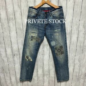 PRIVATE STOCK ユーズド加工パッチワークセルビッチデニム！