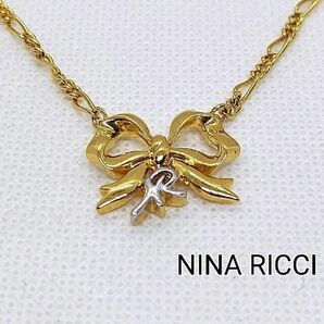 ニナリッチ NINA RICCI ネックレス リボン ゴールドカラーの画像1