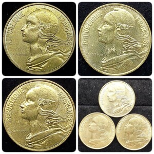 【60120】フランス　10サンチーム　10 CENTIME　おまとめ3点　1976年　1985年　1987年　硬貨　コイン　コレクション品