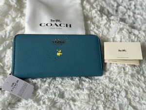 200 新品未使用 COACH コーチ 長財布 スヌーピー コラボ ラウンドファスナー アウトレット 16122B