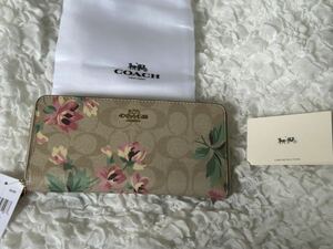 44 新品 COACH コーチ 長財布 ラウンドファスナー 花柄 F73345