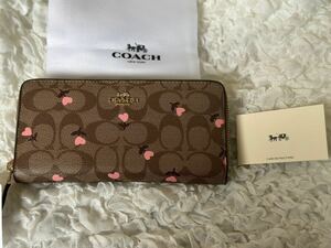 130 新品 COACH コーチ 長財布 ハート柄 ラウンドファスナー C3288