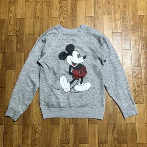 〜80s unknown Disney mickey ラグラン スウェット グレー 実寸S 古着 ヴィンテージ ディズニー ミッキー