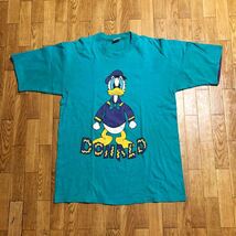 90s USA製 Disney Tシャツ Donald Duck エメラルドグリーン Lサイズ 古着 ドナルド_画像1