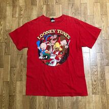90〜00s USA製 Looney Tunes Tシャツ 赤 サイズ不明 実寸M 古着 ルーニー テューンズ_画像1