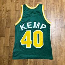 90s USA製 champion NBA SONICS KEMP ユニフォーム 緑 黄色 36サイズ 古着 ナンバリング ショーン・ケンプ_画像4
