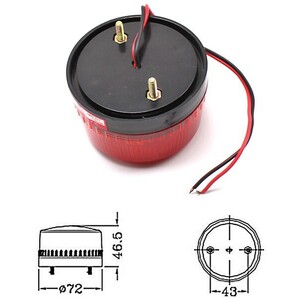 1円~ LED 点滅灯 AC100V 赤 レッド パトランプ 警告灯 非常灯 ランプ ストロボ 防犯灯 工事灯 2sの画像2