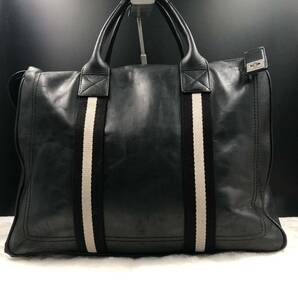 BALLY バリー メンズ ビジネスバッグ ブリーフケース トレインスポッティング オールレザー 本革 A4◎ PC◎ 大容量 ブラック 黒 ストライプの画像3