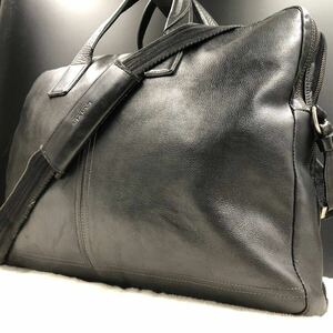 美品 LANVIN ランバン メンズ ビジネスバッグ ブリーフケース ショルダーバッグ 斜め掛け 2way オールレザー 本革 A4◎ ブラック 2室 3層