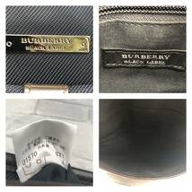 【美品】BURBERRY バーバリーブラックレーベル メンズ ショルダーバッグ サコッシュ 斜め掛け ノバチェック レザー ナイロン ネイビー 紺_画像10