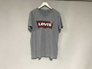 本物リーバイスLEVISコットンロゴプリント半袖TシャツメンズサーフアメカジミリタリーワークスケーターグレーLマダガスカル製