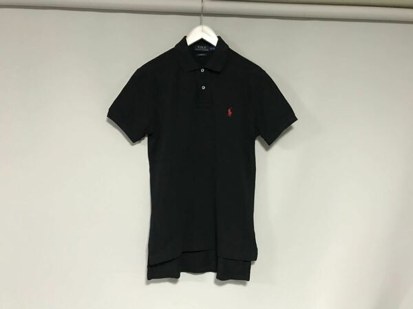 本物ポロラルフローレンPOLO RALPHLAURENコットンロゴ刺繍半袖ポロシャツメンズサーフアメカジミリタリーワークビジネスゴルフS黒ブラック