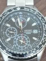 GD48 【1円から】 SEIKO セイコー 腕時計 7T92-0CF0 稼働 クオーツ アナログ ブラック シルバー クロノグラフ カレンダー 動作確認済_画像1