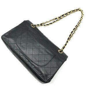 1円 CHANEL シャネル ココマーク マトラッセ25 ラムスキン Wフラップ Wチェーン ターンロック ショルダー バッグ ブラック a2991の画像2